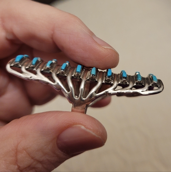 Native American Zuni Petit Point Sleeping Beauty Turquoise Ring - Picture 12 of 14